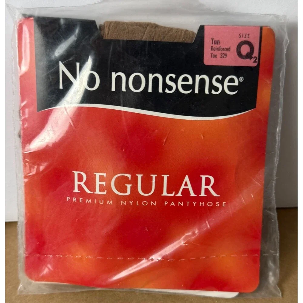 No Nonsense Regular Nylon Pantyhose Q2 Tan Reinforced Toe Panty Made in USA‎ NIP